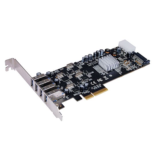 כרטיס PCI- E ל- 4 יציאות USB 3.0 בקר אינטל U-1010